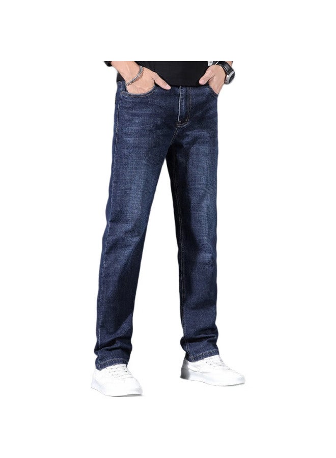 PLAYBOY Denim Jeans For Men, Spring And Summer Casual Pants, Loose Straight-Leg Trendy Men'S Trousers, Dark Blue Sc 33 - Image 2