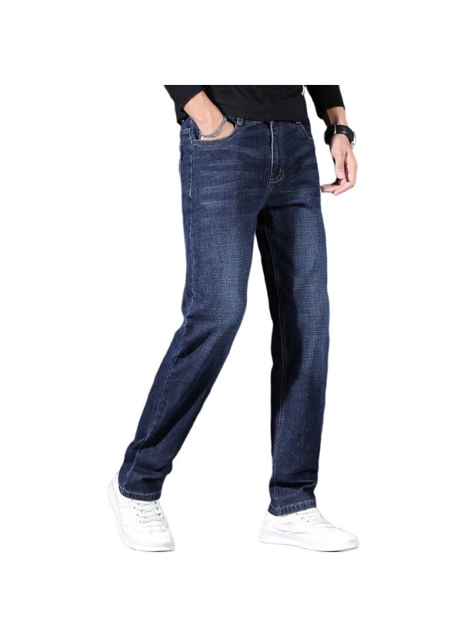 PLAYBOY Denim Jeans For Men, Spring And Summer Casual Pants, Loose Straight-Leg Trendy Men'S Trousers, Dark Blue Sc 33 - Image 1