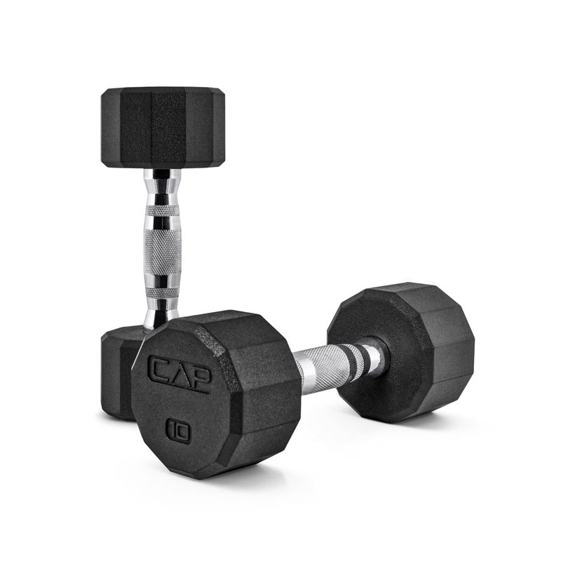 CAP Barbell 12-Sided Coated Dumbbell with Chrome Handle, Pair, 10 LB - Image 1