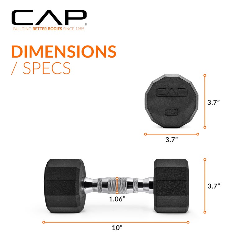 CAP Barbell 12-Sided Coated Dumbbell with Chrome Handle, Pair, 10 LB - Image 4