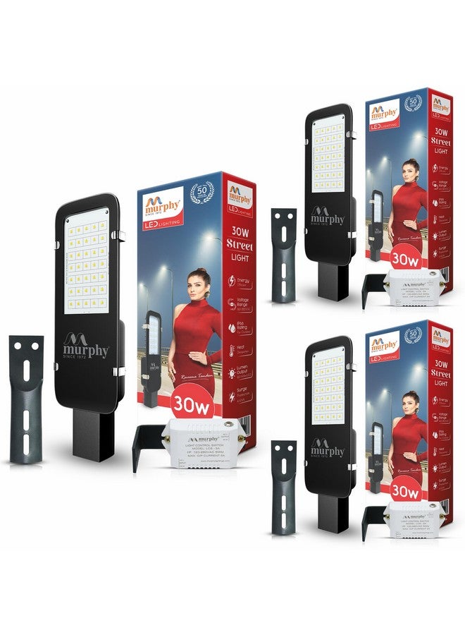 Murphy LED 30W Dusk to Dawn Auto Day/Night ON/Off Street Light, IP-65 Outdoor Light (Cool White, Pack of 3), Aluminum - Image 1