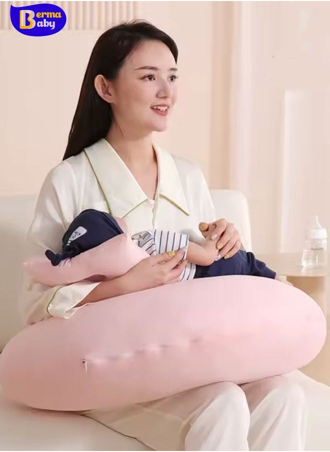 Berma Baby وسادة الرضاعة المنزلية للرضاعة الطبيعية، وسادة رضاعة قابلة للتعديل، وسادة الرضاعة الطبيعية، الرضاعة بالزجاجة، المزيد من الدعم للأم والطفل، أساسيات الرضاعة الطبيعية للمواليد الجدد، غطاء قابل للإزالة  - Image 1