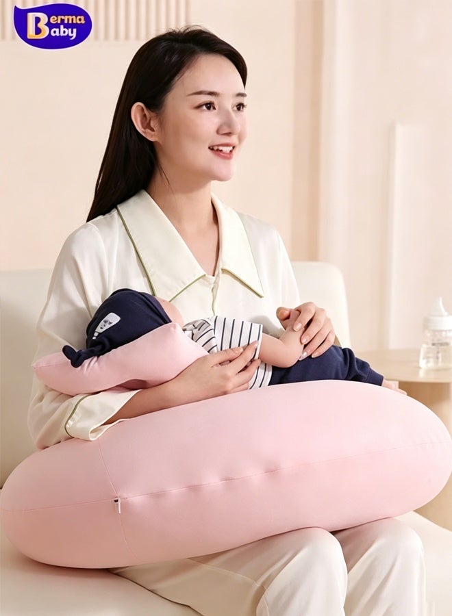 Berma Baby وسادة الرضاعة المنزلية للرضاعة الطبيعية، وسادة رضاعة قابلة للتعديل، وسادة الرضاعة الطبيعية، الرضاعة بالزجاجة، المزيد من الدعم للأم والطفل، أساسيات الرضاعة الطبيعية للمواليد الجدد، غطاء قابل للإزالة - Image 1