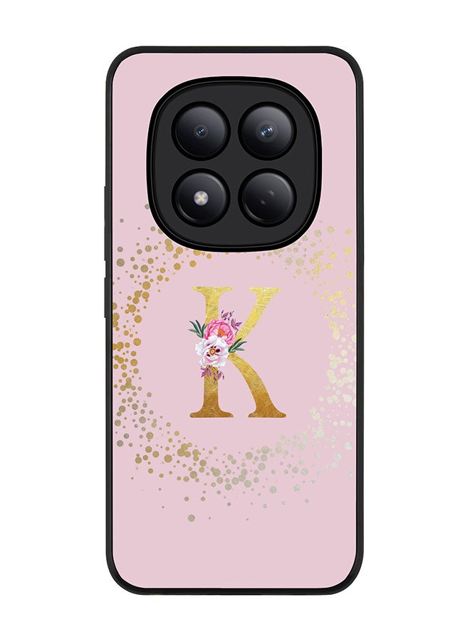 For Xiaomi Redmi Note 15 Pro 4G Case,Slim fit Camera Protection, Shockproof Thin Phone cover  - Custom Monogram Floral - K  (Pink )