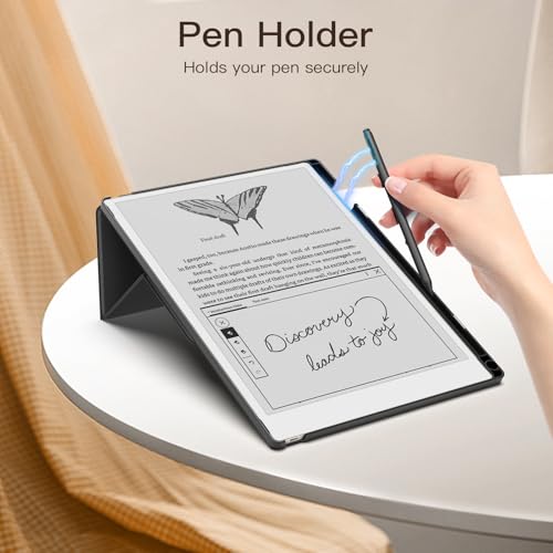 MoKo Stand Case for Remarkable Paper Pro 2024 11.8" - Premium Leather Trifold Stand Cover with Pen Holder, Auto Sleep/Wake for Remarkable Pro 11.8", Black - Image 3