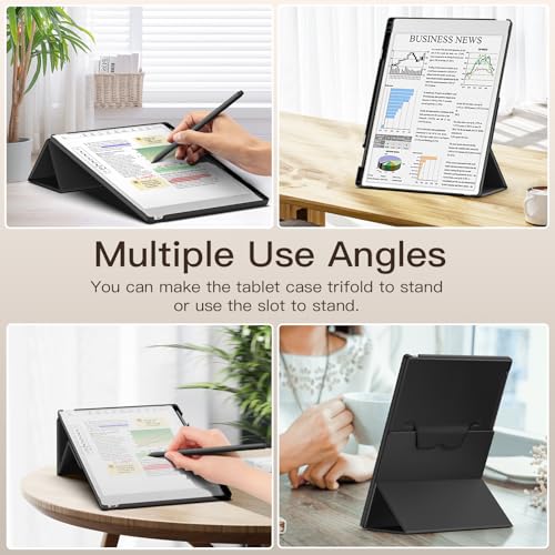 MoKo Stand Case for Remarkable Paper Pro 2024 11.8" - Premium Leather Trifold Stand Cover with Pen Holder, Auto Sleep/Wake for Remarkable Pro 11.8", Black - Image 2