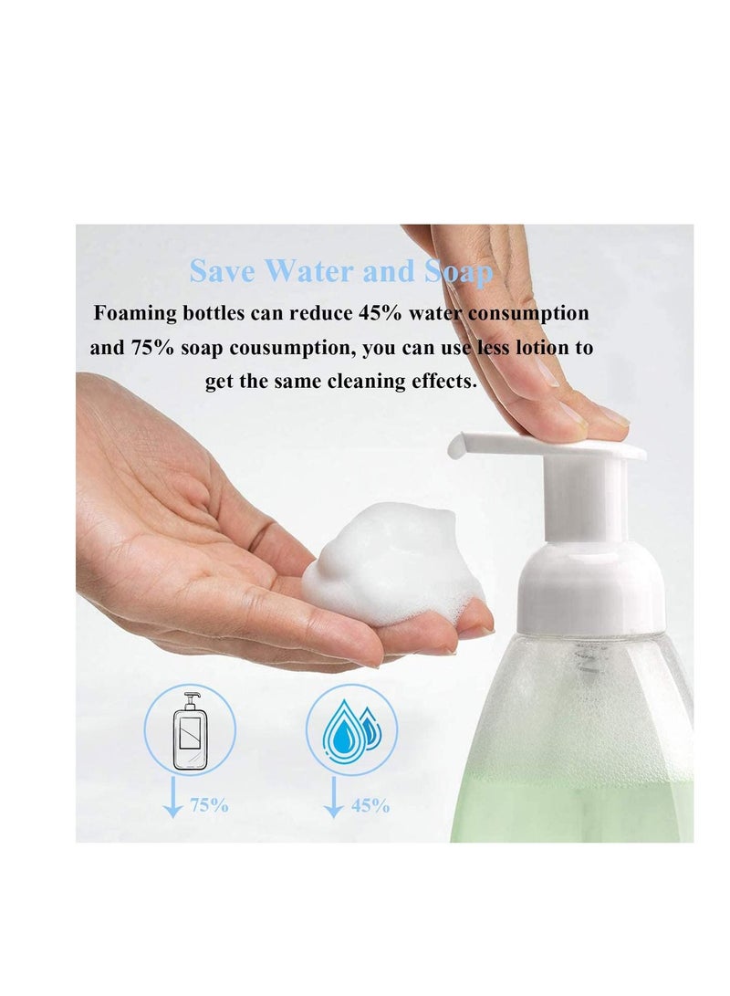 Y&D Foaming Soap Dispenser 6 Pack 10oz 300ml Foam Pump Bottle Clear Plastic Oval Hand Bottles Refillable Easy Press with Labels & Brush for Liquid Castile  - Image 3