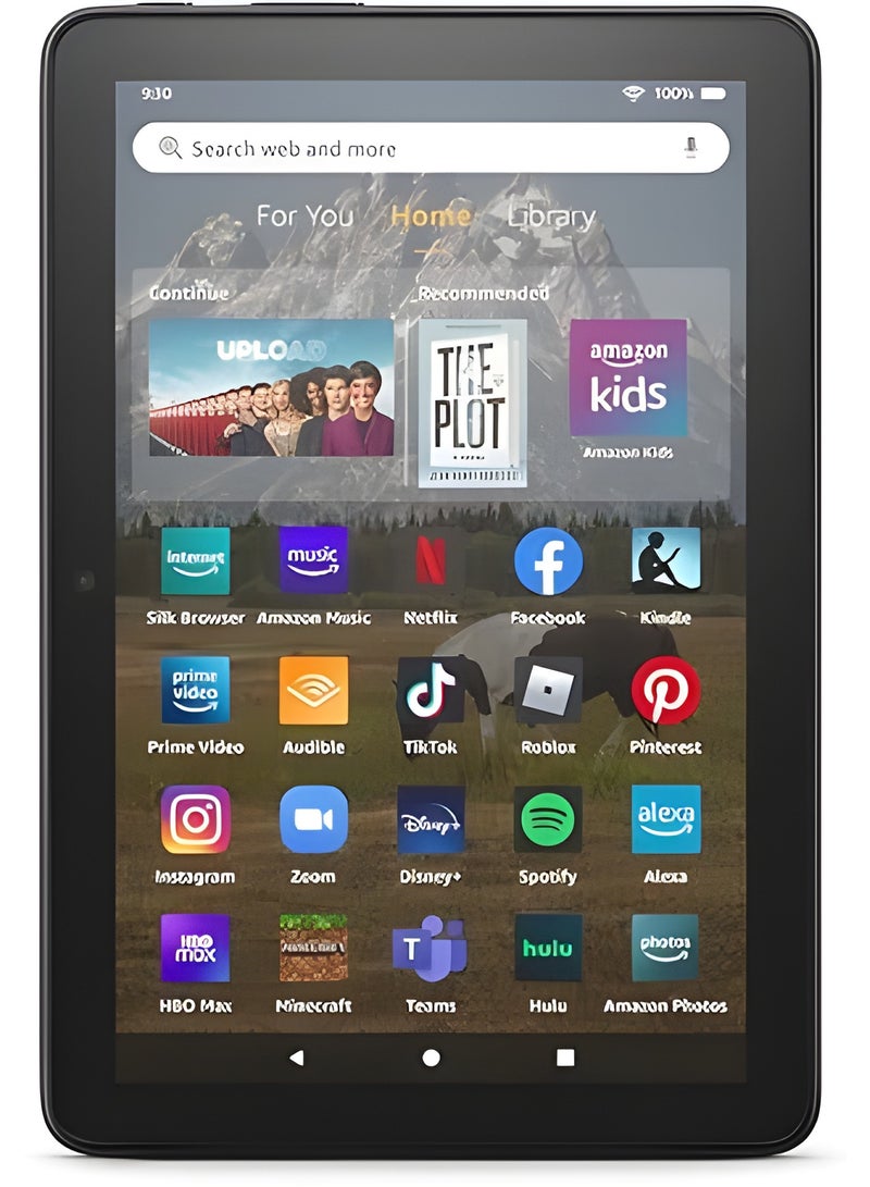 ريبنيو جهاز لوحي fire HD 8 PLUS بشاشة مقاس 8 بوصة تدعم HD مزود بمساحة تخزين 32 جيكا بايت مع معالج أسرع بنسبة 30% مصمم للترفيه المحمول (اسود اصدار حديث) - Image 1