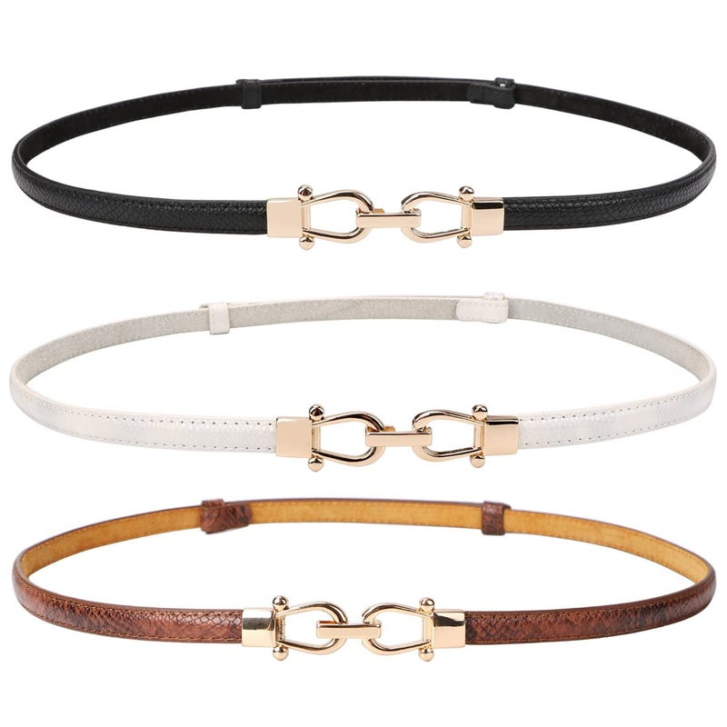 JASGOOD Leather Skinny Women Belt Ladies Thin Waist Belts Plus Size Adjustable for Jeans Pants Dresses with Metal Buckle - Image 1