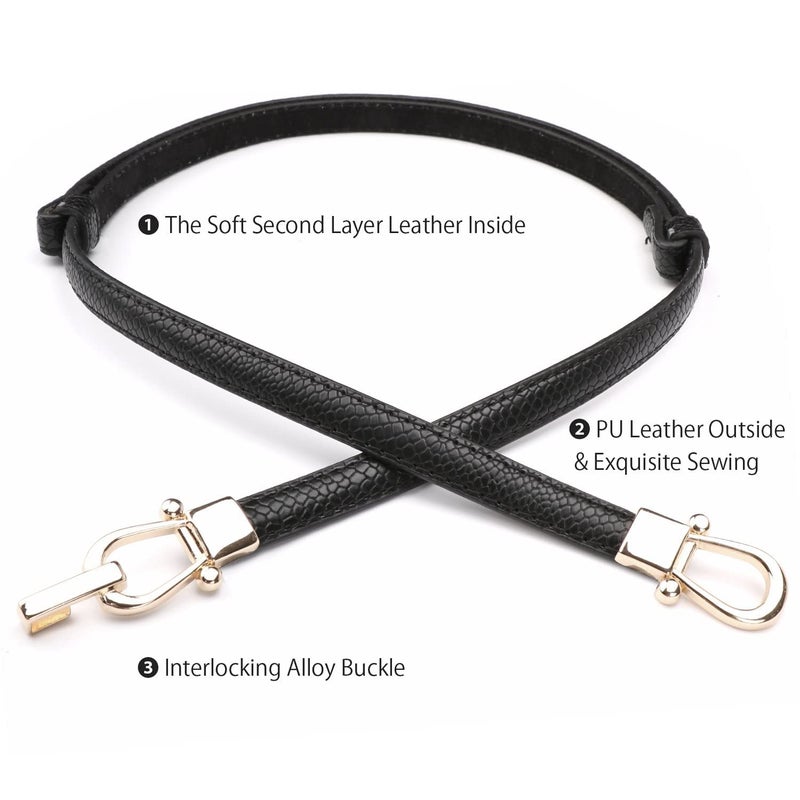 JASGOOD Leather Skinny Women Belt Ladies Thin Waist Belts Plus Size Adjustable for Jeans Pants Dresses with Metal Buckle - Image 5