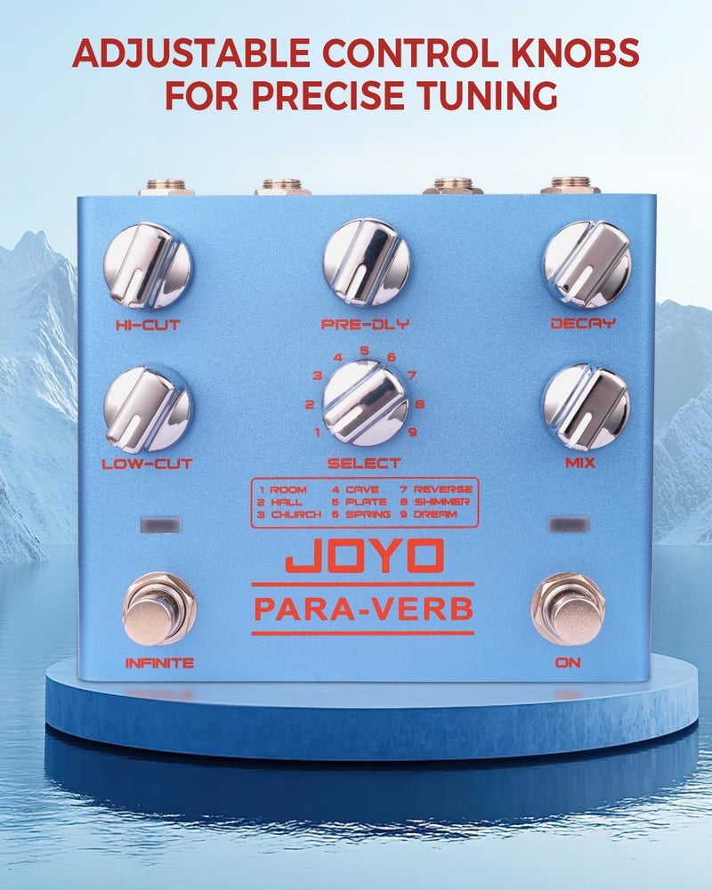 JOYO Reverb Pedal Digital Stereo Guitar Pedal with 9 Reverb Effects Infinite & Trail Functions for Electric Guitar - True Bypass (PARA-VERB R-31) - Image 3
