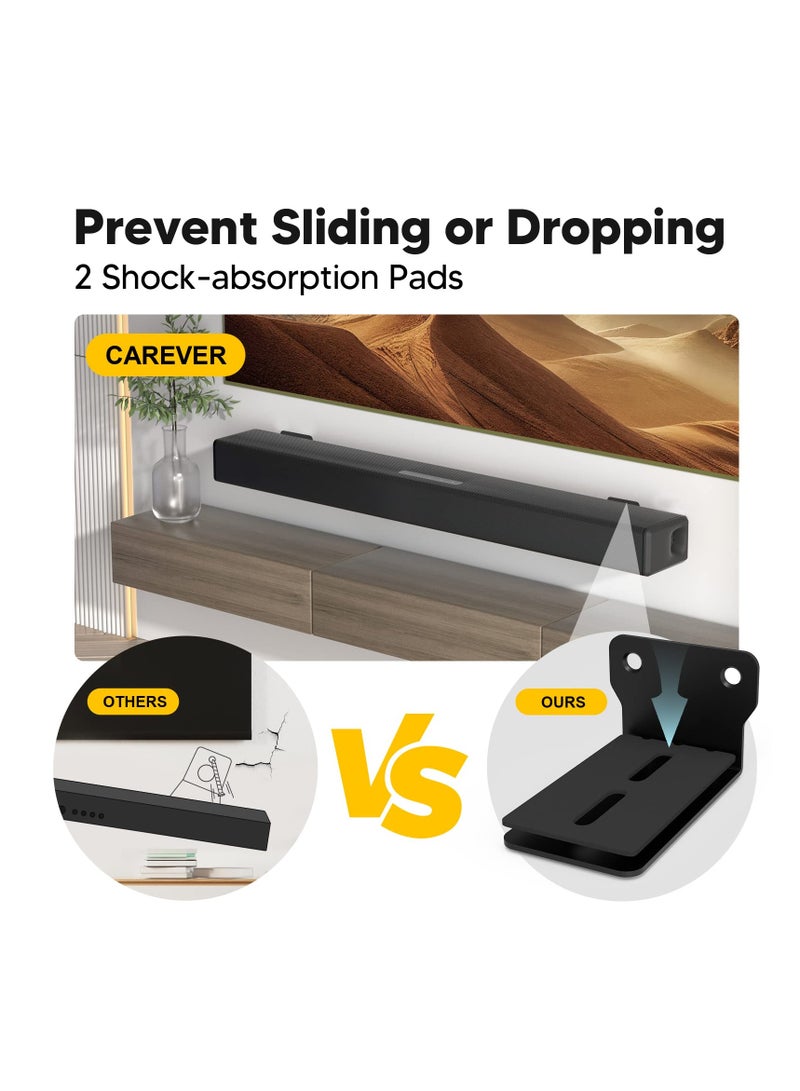 Universal Soundbar Mount Wall Brackets - Sturdy, Easy to Install Anti-Drop Sound Bar Mounts under TV, Speaker Shelf Holder for Samsung, Bose, Vizio, LG, Sony, JBL, Roku, Polk, TCL (Up to 30 lbs) - Image 4