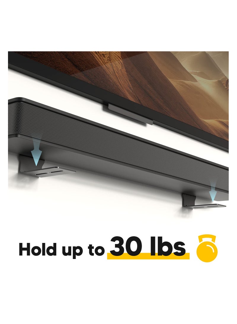 Universal Soundbar Mount Wall Brackets - Sturdy, Easy to Install Anti-Drop Sound Bar Mounts under TV, Speaker Shelf Holder for Samsung, Bose, Vizio, LG, Sony, JBL, Roku, Polk, TCL (Up to 30 lbs) - Image 3