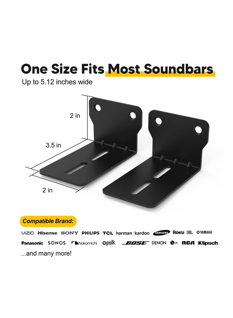 Universal Soundbar Mount Wall Brackets - Sturdy, Easy to Install Anti-Drop Sound Bar Mounts under TV, Speaker Shelf Holder for Samsung, Bose, Vizio, LG, Sony, JBL, Roku, Polk, TCL (Up to 30 lbs) - Image 5