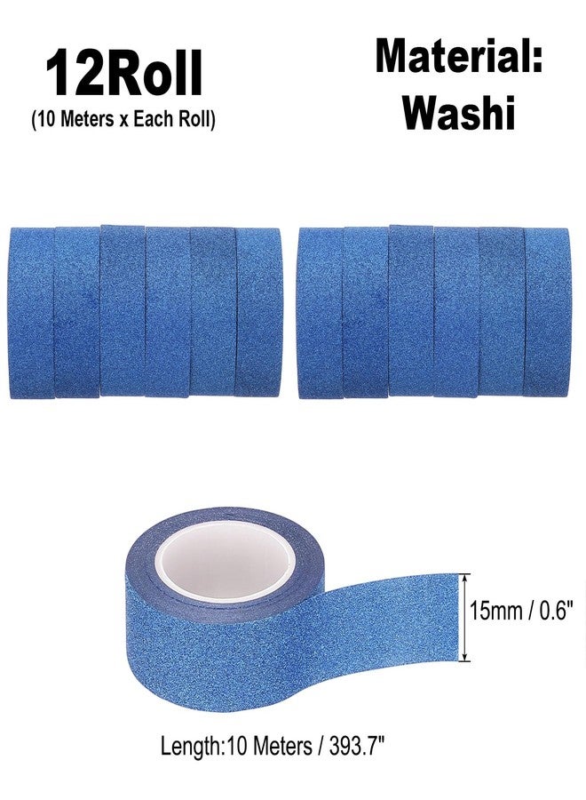 PATIKIL 131.2 Yard Glitter Washi Tape, Colored Masking Tape Adhesive Decorative Stickers for DIY Craft Art Gift Wrapping Journal Scrapbook Planner, Dark Blue - Image 2