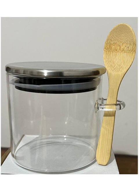 Glass Spice Jar with metal Lid and spoon small size