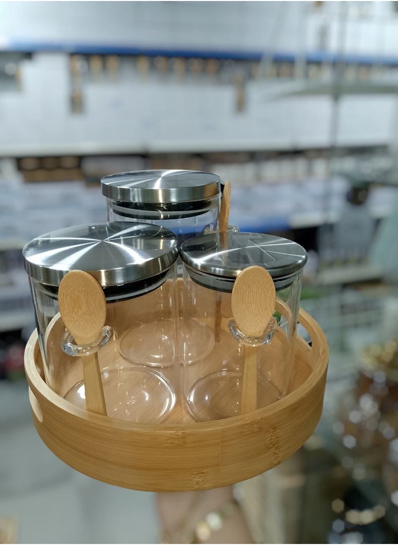 Glass Spice Jar with metal Lid and spoon small size