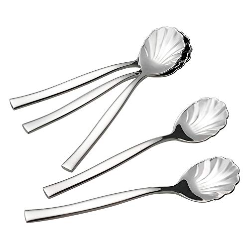 Begale Xowine 12 Pieces Stainless Steel Shell Shape Sugar Spoon, Vintage Shell Shape Stir Spoons - Image 3