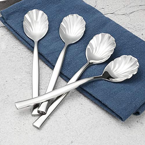 Begale Xowine 12 Pieces Stainless Steel Shell Shape Sugar Spoon, Vintage Shell Shape Stir Spoons - Image 5