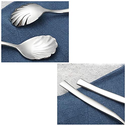 Begale Xowine 12 Pieces Stainless Steel Shell Shape Sugar Spoon, Vintage Shell Shape Stir Spoons - Image 4