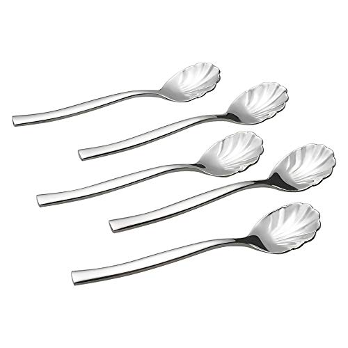 Begale Xowine 12 Pieces Stainless Steel Shell Shape Sugar Spoon, Vintage Shell Shape Stir Spoons - Image 1