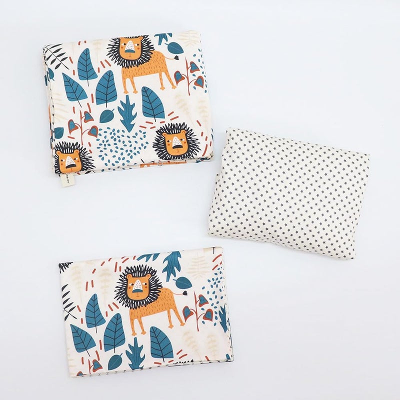 Emenpy 100% Cotton Crib Bedding Set for Baby Boys Girls,3 Pcs Baby Bed Linen Include Duvet Cover,Fitted Sheet,Pillowcase,Nursery Decoration,No Filler (Beige) - Image 2