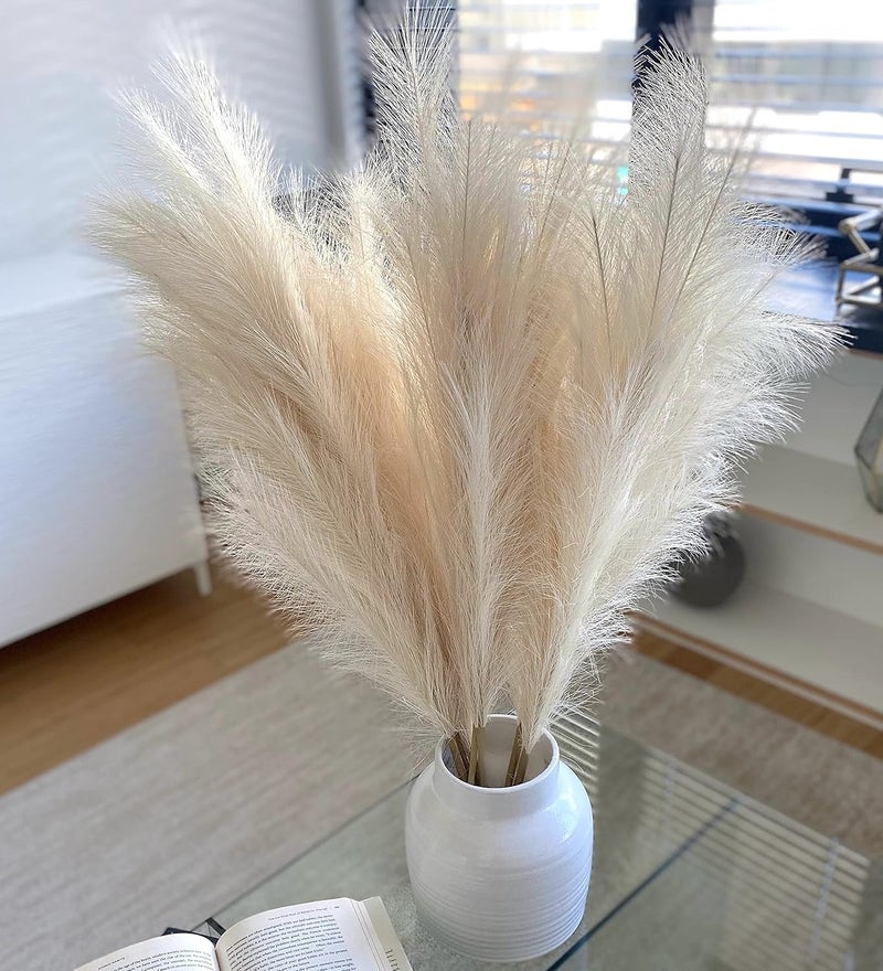 Beasley and Bali New Luxury Tall Faux Pampas Grass Set of 3 Extra Thick and Fluffy 43110 cm Stems with 22 Branches Large Artificial Pompous Grass Floor Vase Filler Home Decor As seen on TikTok 