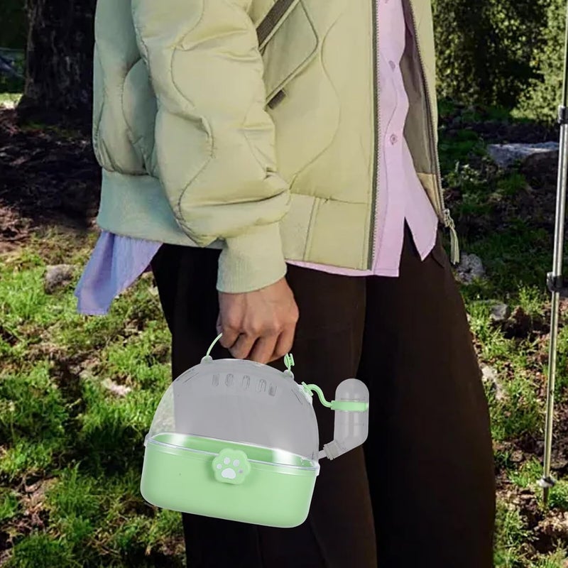 Portable Pet Carrier Cage with Water Bottle, Avocado Green Small Animal Travel Cage for Hamsters, Birds, Mice, and Rabbits, Lightweight Outdoor Rabbit Bunny Transport Crate - Image 4