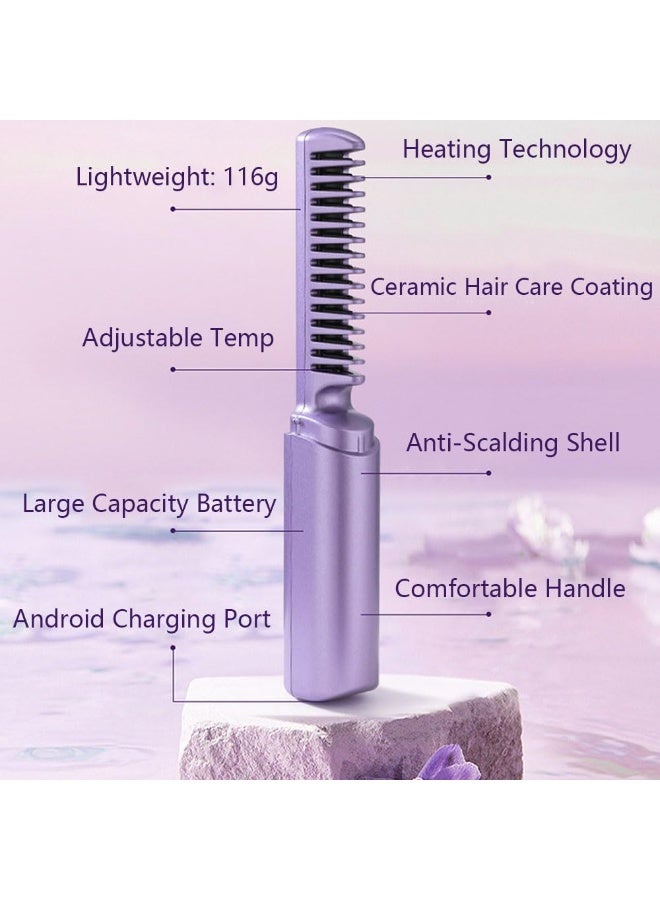 Panvil Professional Cordless Hair Straightener Comb – Advanced Ceramic Heating, USB Rechargeable, Fast Heating, Anti-Scald Protection, Lightweight & Compact Hair Styling Tool – Ideal for Travel, Home, Office & On-the-Go Touch-Ups for Smooth, Frizz-Free Hair - Image 5