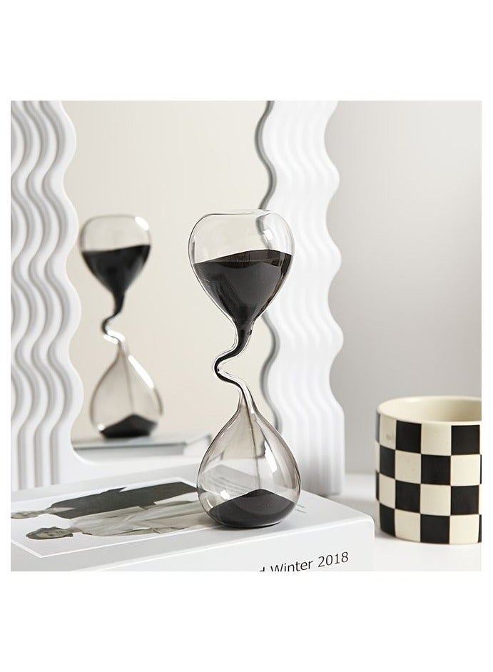 هومستر 1pcs Curved Design Black Hourglass Modern Style Home Decor Accessory Simple Table Decor Aesthetic Sand Clock Modern Office Decor Collectible - Suitable for Living Room, Bedroom, Study, Office - Indoor and Outdoor Decor, No Electricity Required - Image 1