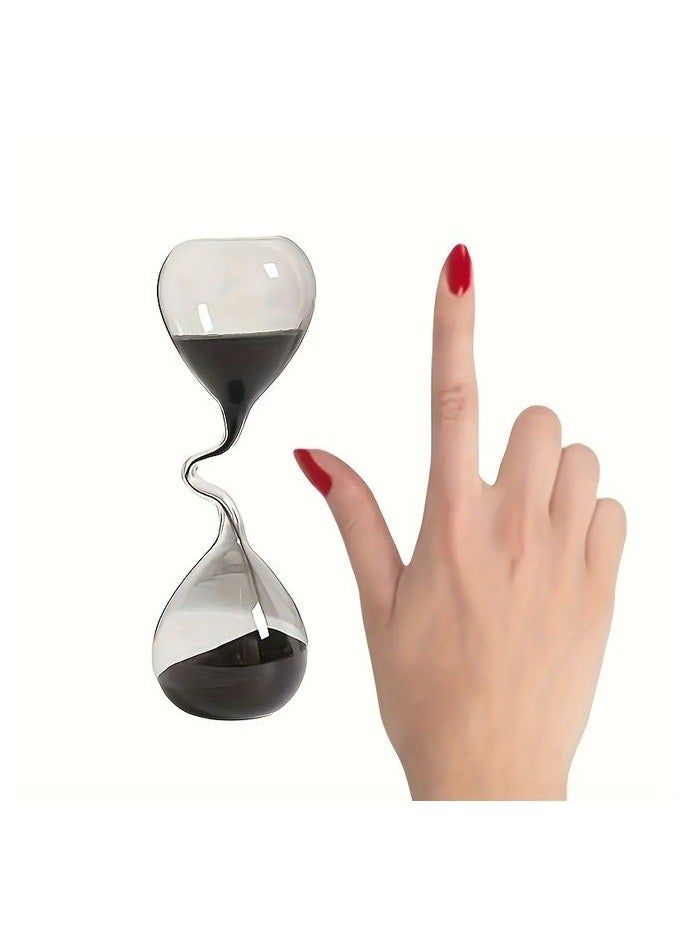 هومستر 1pcs Curved Design Black Hourglass Modern Style Home Decor Accessory Simple Table Decor Aesthetic Sand Clock Modern Office Decor Collectible - Suitable for Living Room, Bedroom, Study, Office - Indoor and Outdoor Decor, No Electricity Required - Image 4