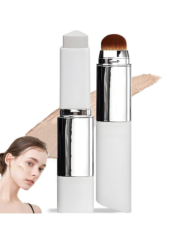 EELHOE Color Changing Foudation Stick，Cream Stick V White - Medium to Full Coverage, Dewy & Hydrating Makeup, Dual-Ended with Brush for Flawless Look # Natural - Image 1