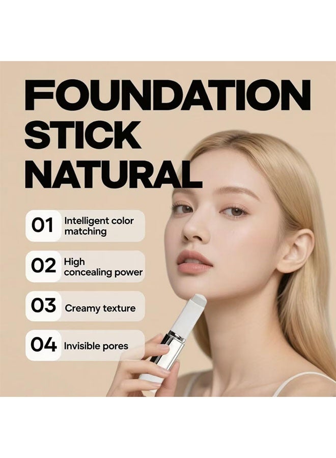 EELHOE Color Changing Foudation Stick，Cream Stick V White - Medium to Full Coverage, Dewy & Hydrating Makeup, Dual-Ended with Brush for Flawless Look # Natural - Image 3