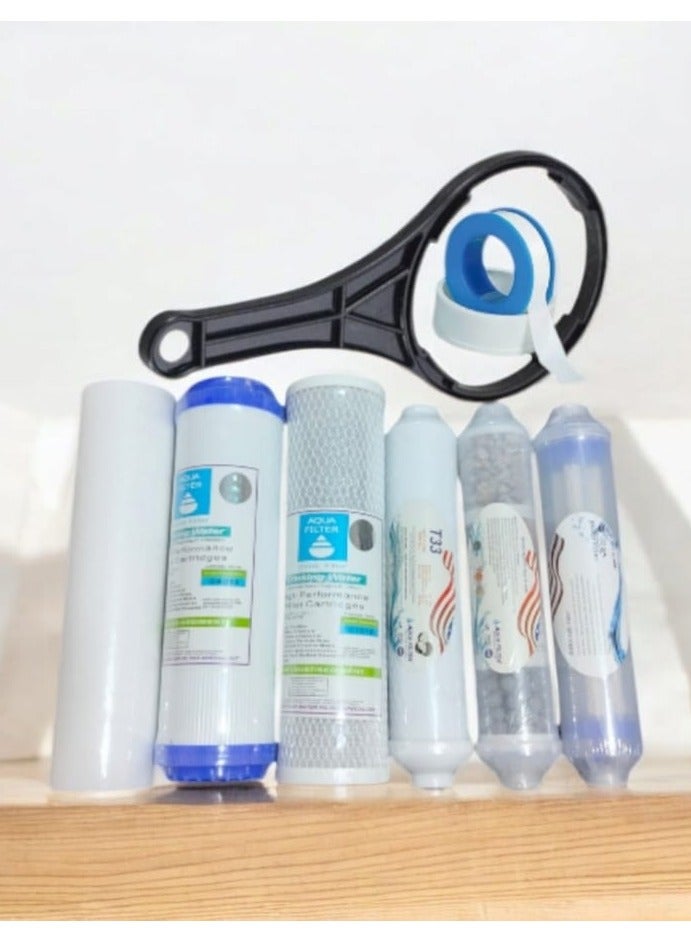 Aqua A set of candles for a 6 stage filter + Water filter wrench + Teflon reel