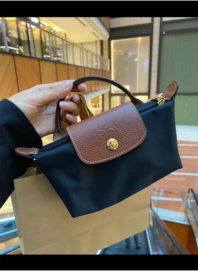 Longchamp - Longchamp Women's Classic Fashion Versatile Mini Makeup Bag, Handbag, Shoulder Bag, Handheld Small Bag Black - Image 1