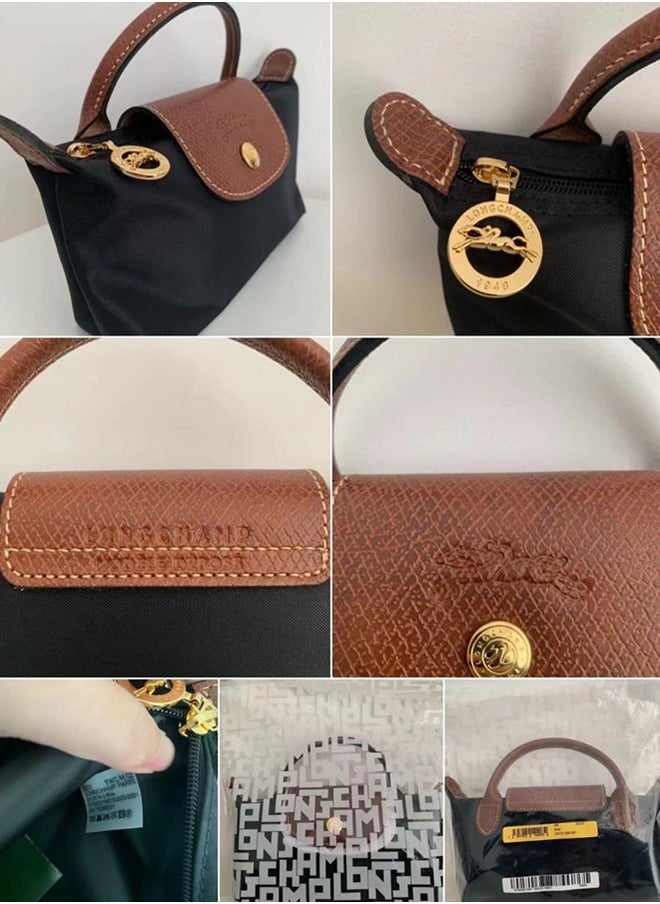 Longchamp - Longchamp Women's Classic Fashion Versatile Mini Makeup Bag, Handbag, Shoulder Bag, Handheld Small Bag Black - Image 1