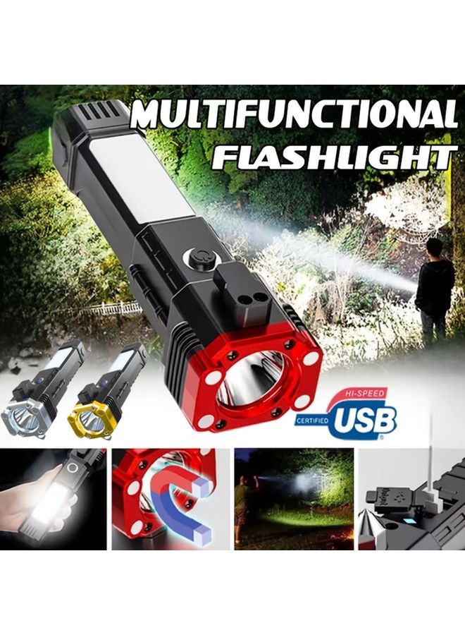 USB Rechargeable LED Red Torch With Hammer Magnet For Emergency Work Lighting - Image 2