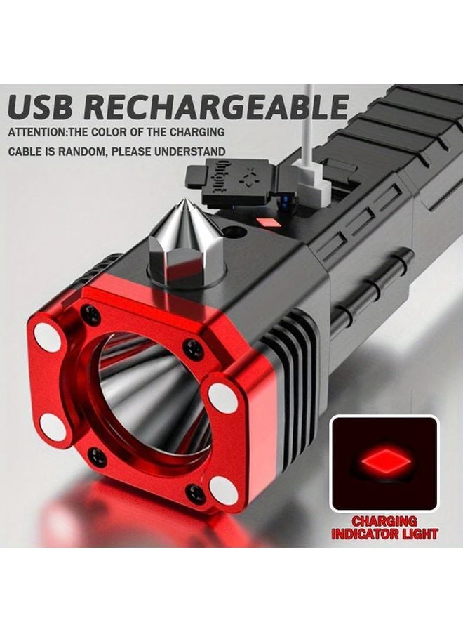 USB Rechargeable LED Red Torch With Hammer Magnet For Emergency Work Lighting - Image 5