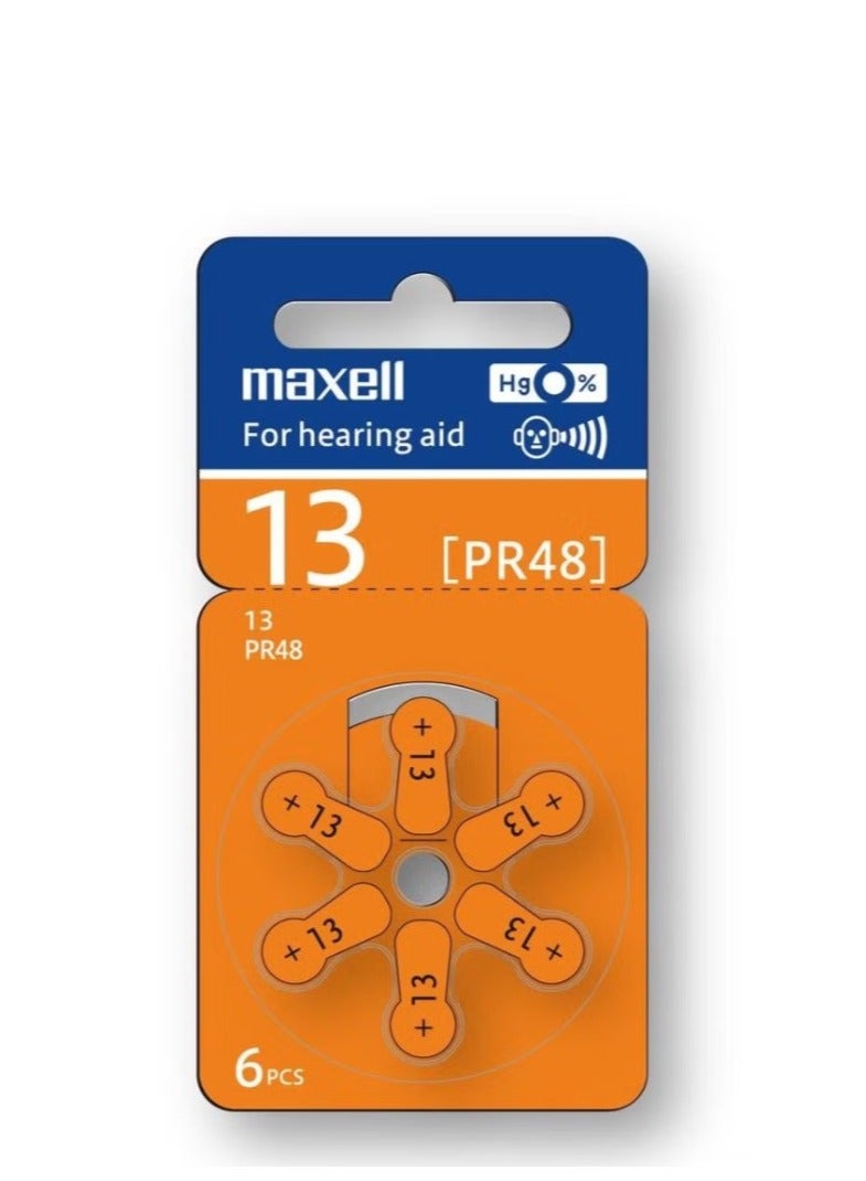 Maxell Batteries For Hearing Aid 13(PR48) 6 Pcs  - Image 1