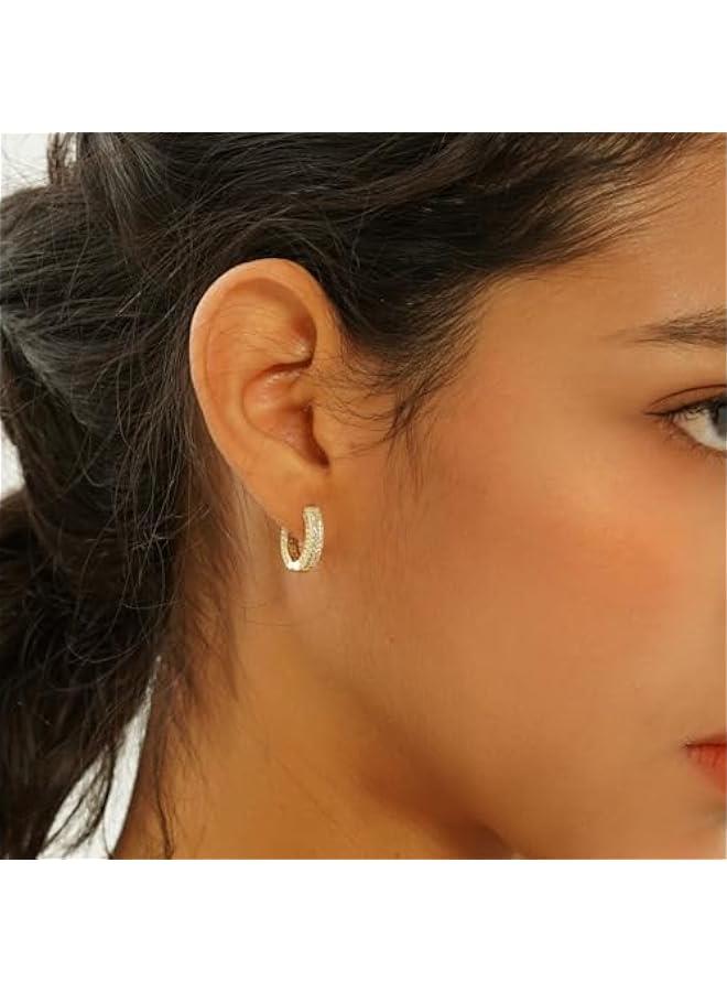 Iced Out Hoop Earrings Cubic Zirconia Huggie Cartilage Cuff Hypoallergenic 14K Gold Plated Luxury Fashion Round Circle Earrings For Men Women - Image 4