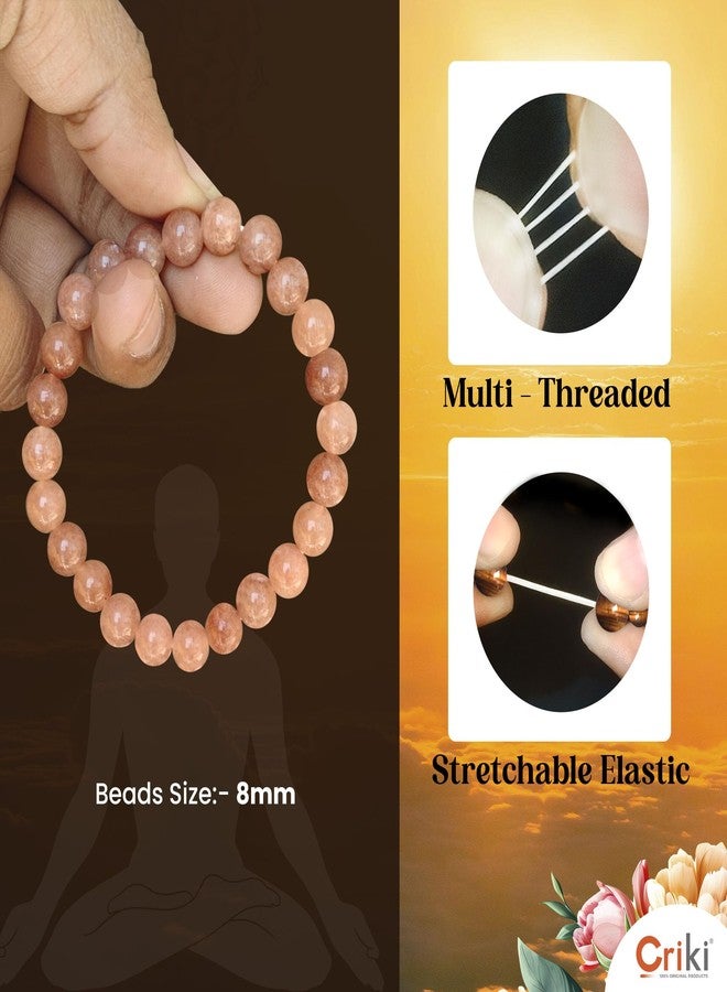 CRIKI Natural Sunstone Bracelet for Women and Men - Sunstone Bracelet Original Certified for Joy, Happiness, Zeal, Positive Energy, Strength, Stamina, and Sacral Chakra Healing - Image 3