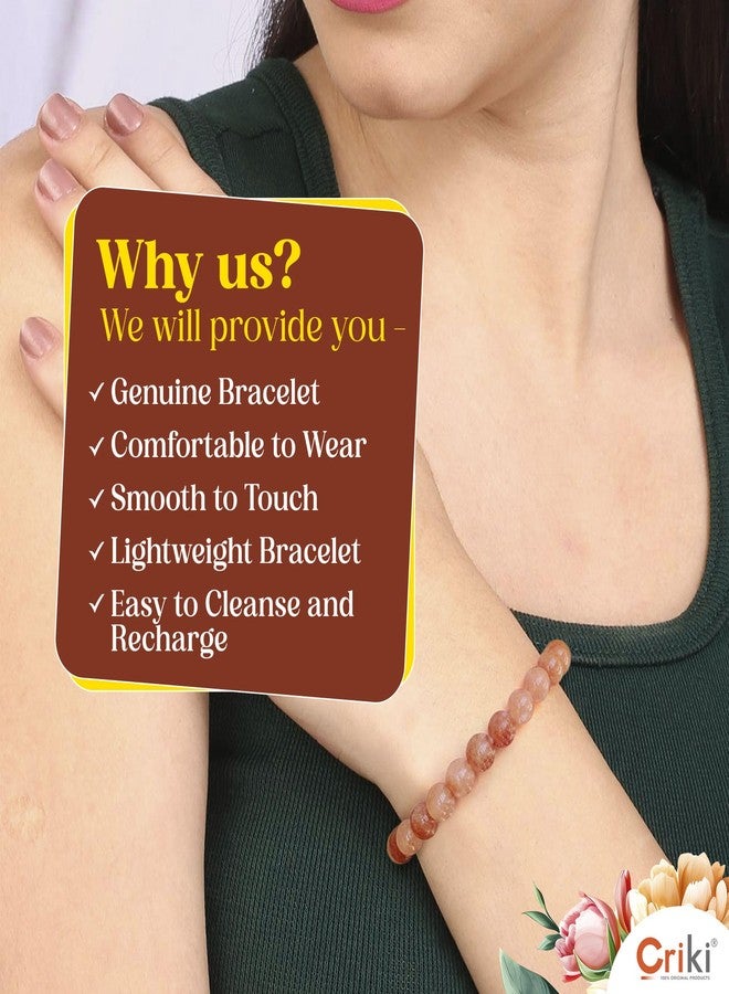 CRIKI Natural Sunstone Bracelet for Women and Men - Sunstone Bracelet Original Certified for Joy, Happiness, Zeal, Positive Energy, Strength, Stamina, and Sacral Chakra Healing - Image 5