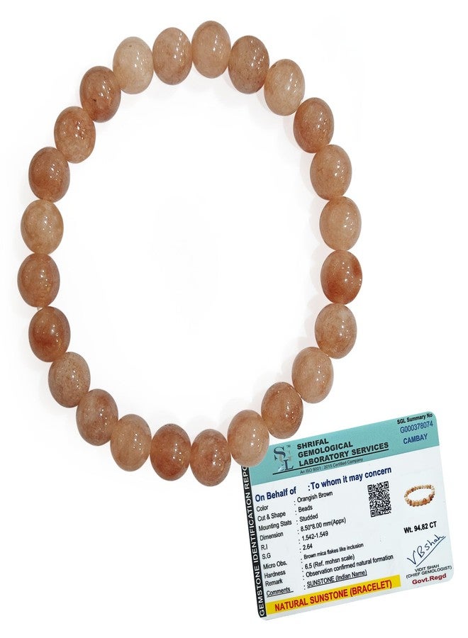 CRIKI Natural Sunstone Bracelet for Women and Men - Sunstone Bracelet Original Certified for Joy, Happiness, Zeal, Positive Energy, Strength, Stamina, and Sacral Chakra Healing - Image 1