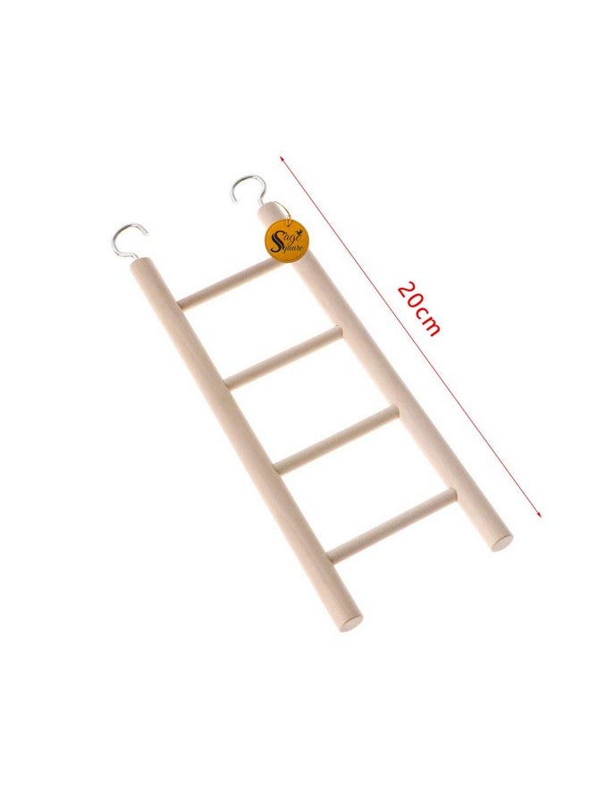 Sage Square Sage Square Playful Natural Wooden Climbing Ladder Toy for Exercise & Fun || with Hooks to Hang on || for Hamsters, Sugar Glider, Dwarf, Rat, Mice, Gerbil || 4 Level / 22cm  - Image 2