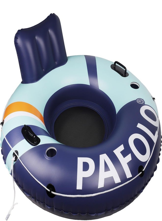 Pafolo Inflatable River Tube Float, Pool Float Adult, River Tubes for Floating Heavy Duty with Mesh Bottom, Comfortable Backrest & 2 Cup Holders & Durable Grab Handles,450 lbs Weight Capacity - Image 1