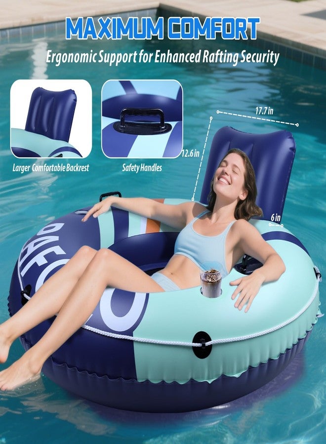 Pafolo Inflatable River Tube Float, Pool Float Adult, River Tubes for Floating Heavy Duty with Mesh Bottom, Comfortable Backrest & 2 Cup Holders & Durable Grab Handles,450 lbs Weight Capacity - Image 3