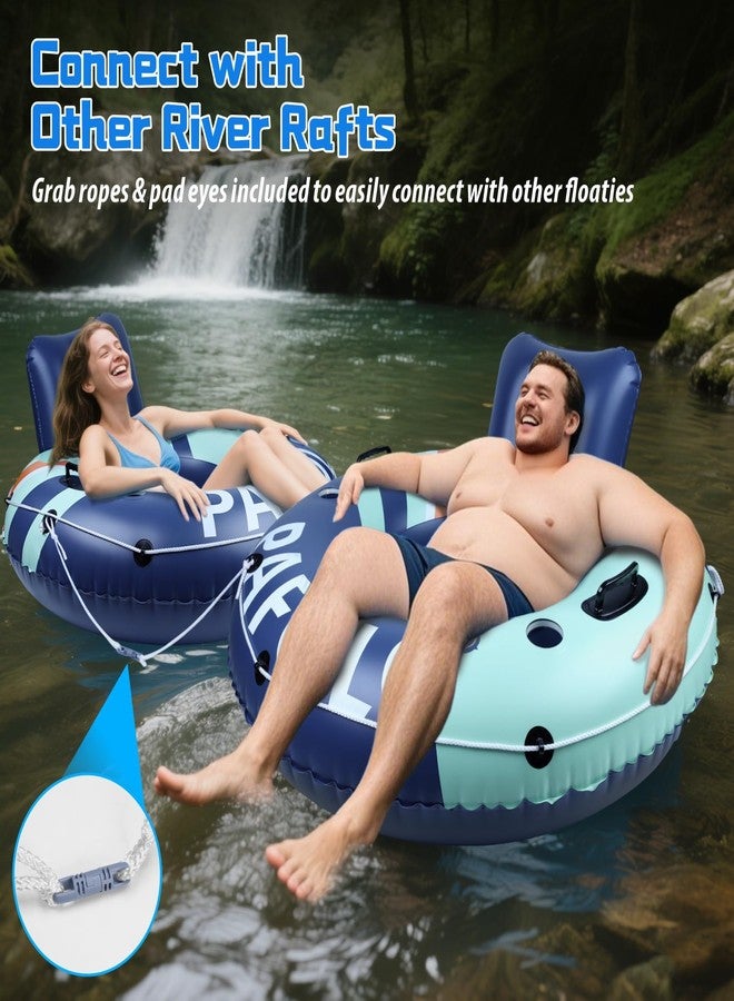 Pafolo Inflatable River Tube Float, Pool Float Adult, River Tubes for Floating Heavy Duty with Mesh Bottom, Comfortable Backrest & 2 Cup Holders & Durable Grab Handles,450 lbs Weight Capacity - Image 5