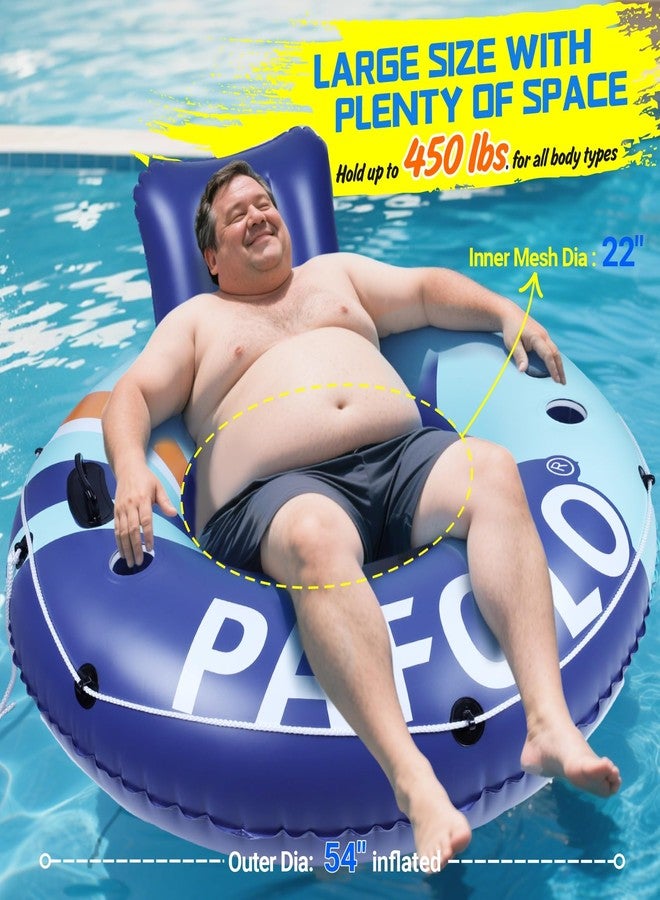Pafolo Inflatable River Tube Float, Pool Float Adult, River Tubes for Floating Heavy Duty with Mesh Bottom, Comfortable Backrest & 2 Cup Holders & Durable Grab Handles,450 lbs Weight Capacity - Image 2