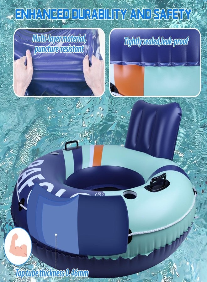 Pafolo Inflatable River Tube Float, Pool Float Adult, River Tubes for Floating Heavy Duty with Mesh Bottom, Comfortable Backrest & 2 Cup Holders & Durable Grab Handles,450 lbs Weight Capacity - Image 4