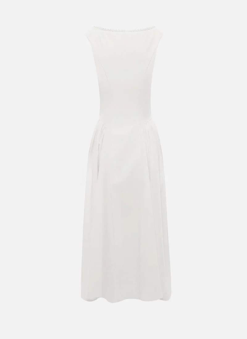 Lichi  Midi dress with oval neckline and voluminous skirt for Women | Best Price UAE